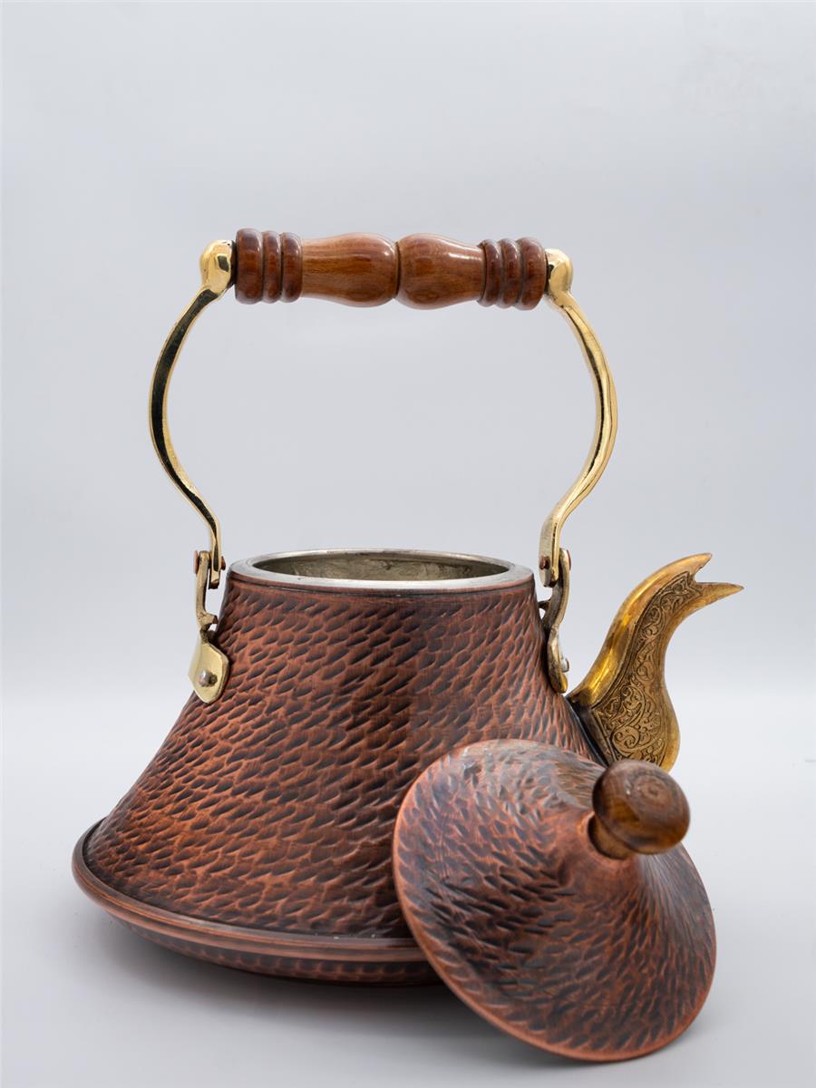 Eskitme El Yapımı Bakır Bitki Çayı Demliği