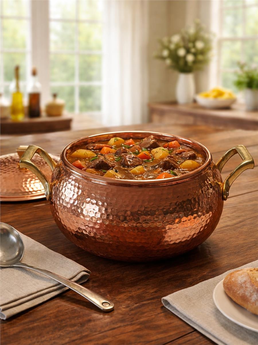 El Yapımı Kalın Bakır Güveç Tenceresi 20 cm