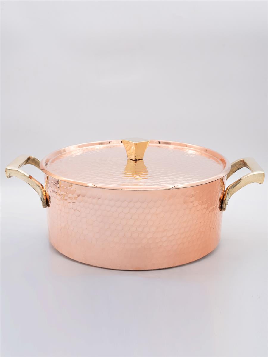 El Yapımı Kalın Dik Bakır Yemek Tenceresi 20 cm