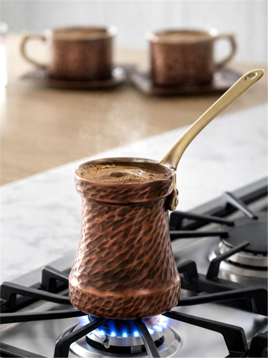 Premium El Yapımı Eskitme Bakır Cezve 9,5CM