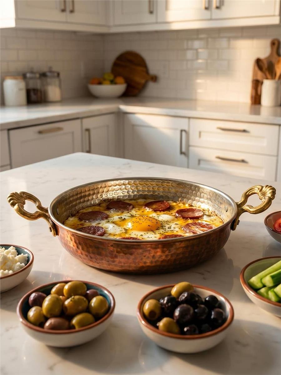 Eskitme Bakır Yumurta Tavası 16 Cm