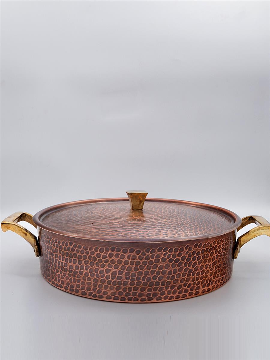 El Yapımı Eskitme Bakır Pilavlık Tencere 20 cm