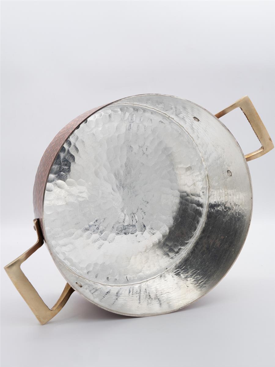 Eskitme Kalın Dik Bakır Yemek Tenceresi 24 cm