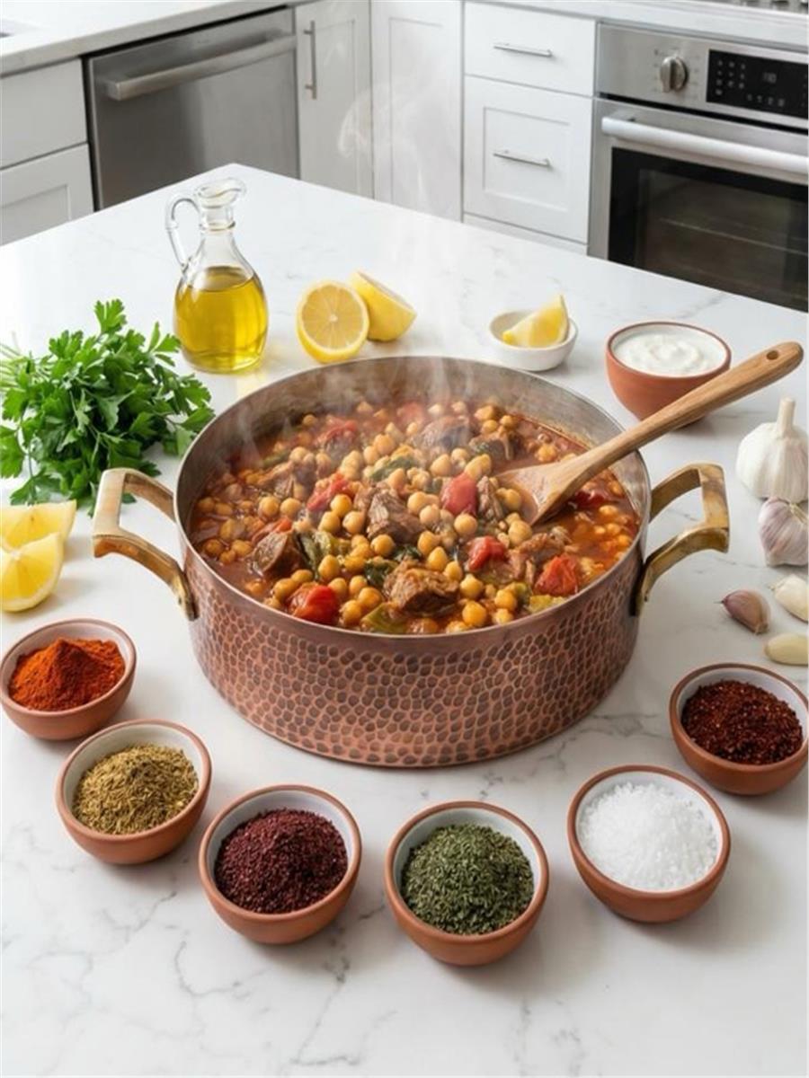 Eskitme Kalın Dik Bakır Yemek Tenceresi 24 cm