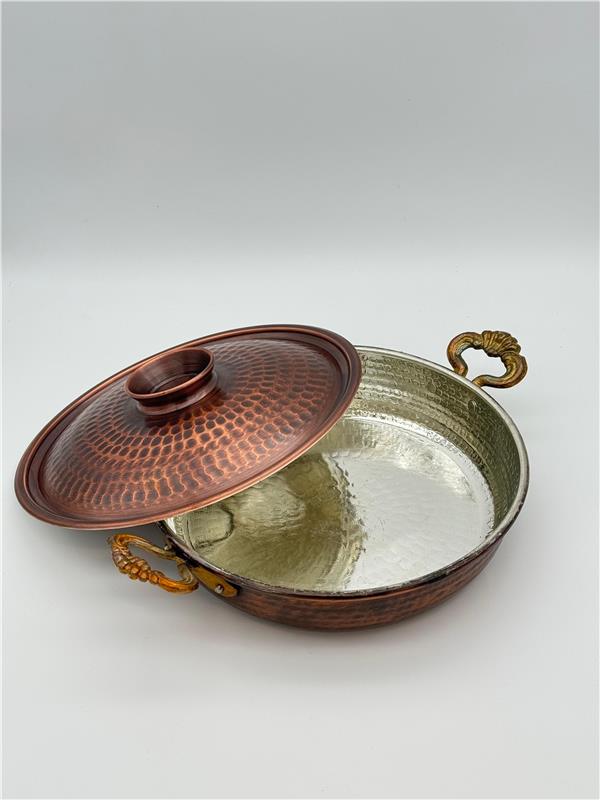 ESKİTME BAKIR KAPAKLI TAVA 22 CM