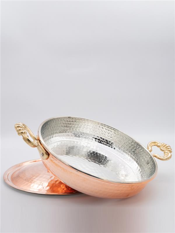 El Yapımı Bakır Yumurta Tavası Kapaklı 18 Cm