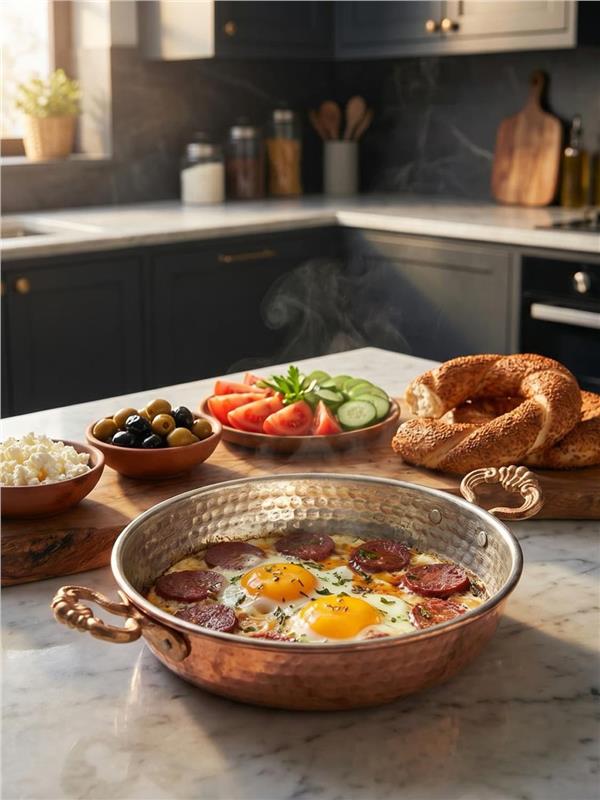 El Yapımı Bakır Yumurta Tavası 16 Cm