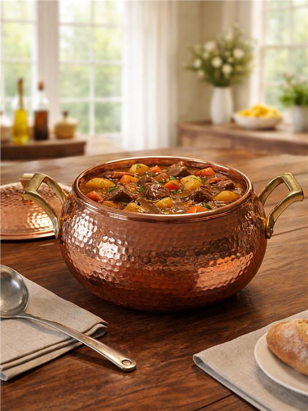 El Yapımı Kalın Bakır Güveç Tenceresi 26 cm