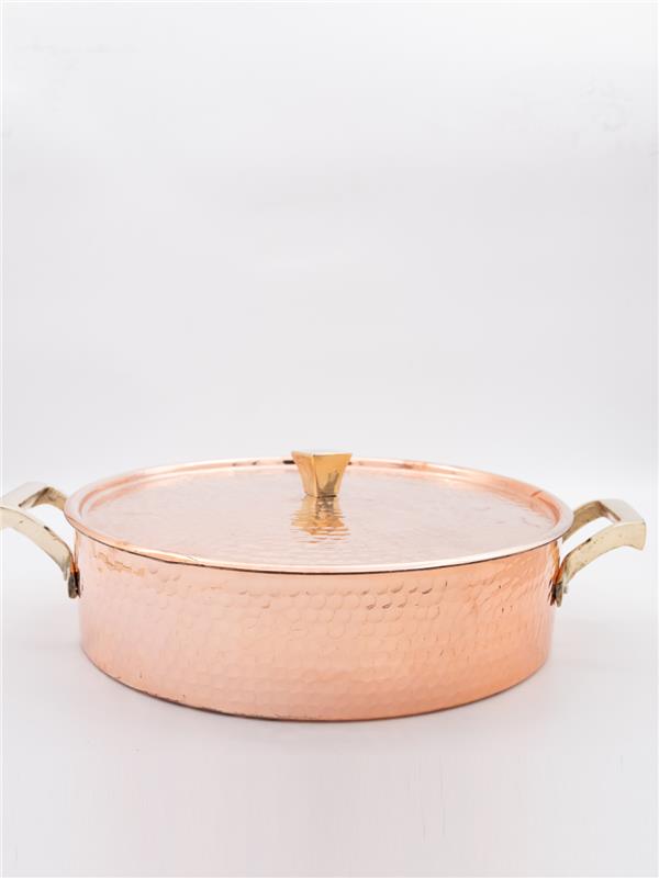 El Yapımı Kalın Bakır Pilavlık Tencere 24 cm