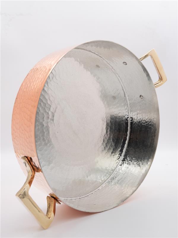 El Yapımı Kalın Bakır Pilavlık Tencere 24 cm