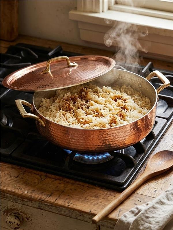 El Yapımı Kalın Bakır Pilavlık Tencere 20 cm