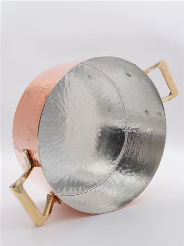 El Yapımı Kalın Dik Bakır Yemek Tenceresi 18 cm