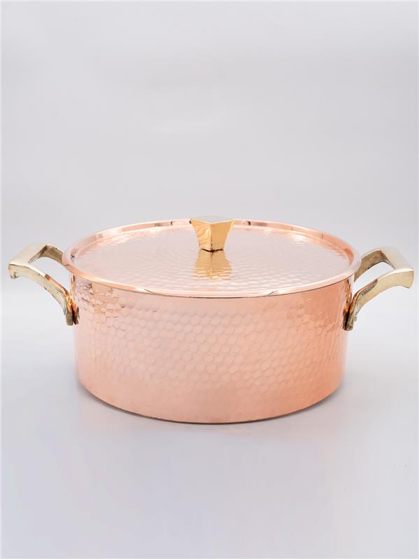 El Yapımı Kalın Dik Bakır Yemek Tenceresi 24 cm