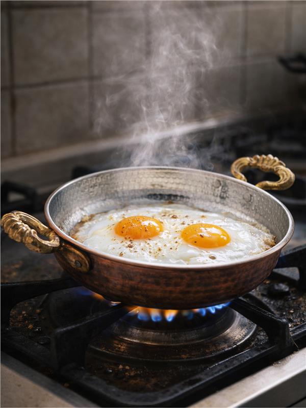 Eskitme Bakır Yumurta Tavası 24 Cm