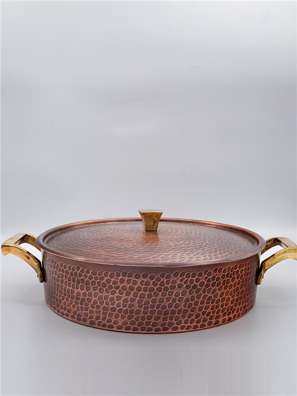 El Yapımı Eskitme Bakır Pilavlık Tencere 20 cm