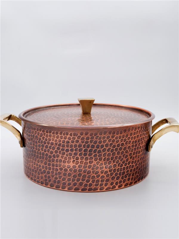 Eskitme Kalın Dik Bakır Yemek Tenceresi 20 cm