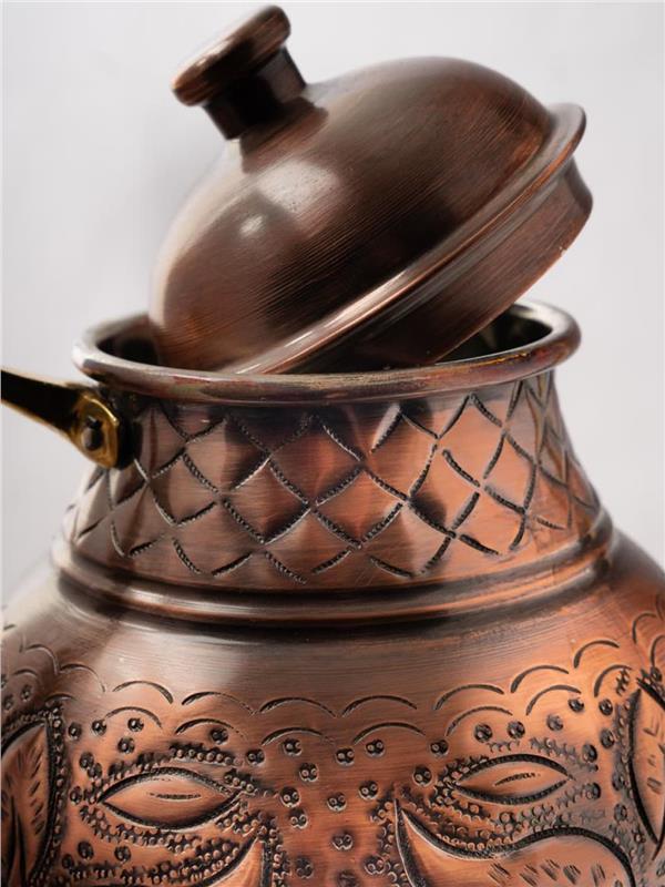 İşlemeli El Yapımı Klasik Bakır Çaydanlık